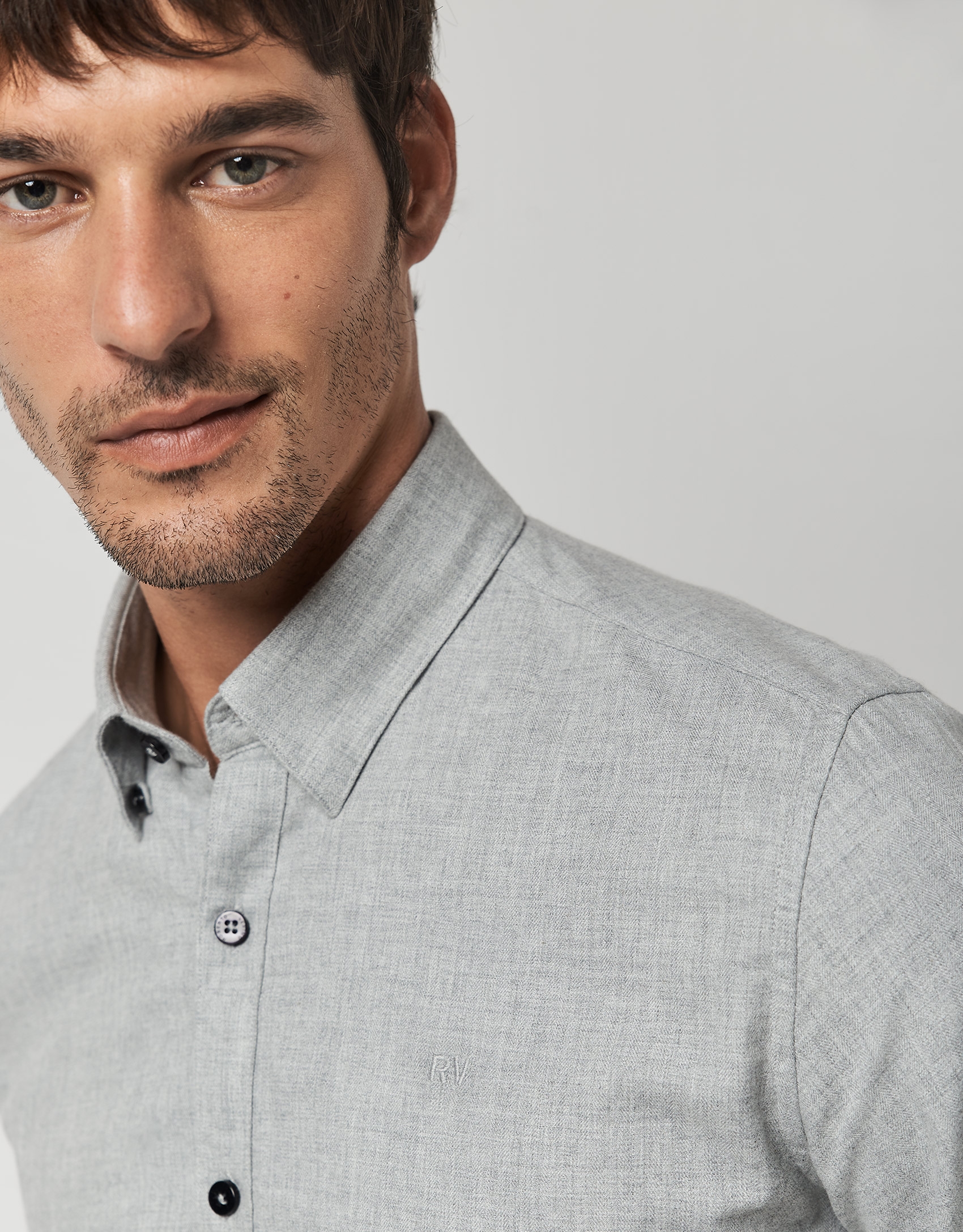 Gray melange flannel casual shirt