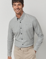 Camisa sport franela gris melange