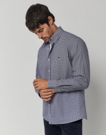 Dark blue geometric print sport shirt