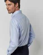 Light blue microdesign slim fit dress shirt