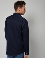 Navy blue dyed cotton sport shirt