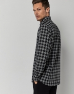 Black and white checked sport shirt