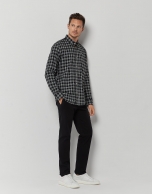 Black and white checked sport shirt