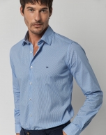 Camisa sport microdibujo tonos azules