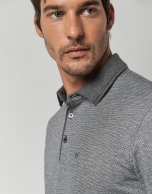 Gray jacquard polo shirt