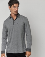 Gray jacquard polo shirt