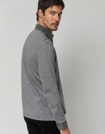 Gray jacquard polo shirt