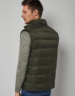 Kakhi green and white quilted vest