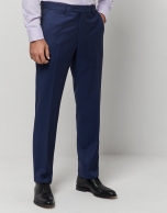 Blue checked slim fit half canvas suit