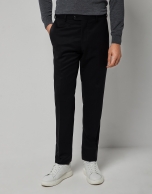 Black wool twill half-canvas slim suit