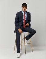 Dark blue regular fit half canvas suit