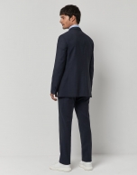 Dark blue regular fit half canvas suit