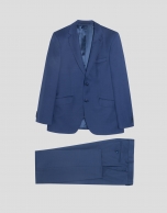 Navy blue fake plain regular fit half canvas suit