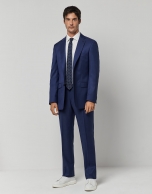 Navy blue fake plain regular fit half canvas suit