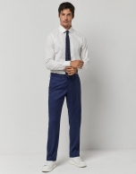 Navy blue fake plain regular fit half canvas suit