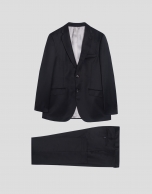 Black fake plain regular fit half canvas suit