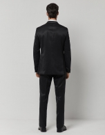 Black fake plain regular fit half canvas suit