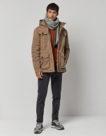 Parka acolchada beige oscuro aspecto algodonero