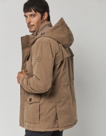 Dark beige quilted parka