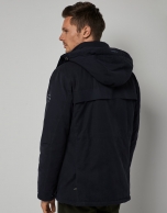 Navy blue quilted parka