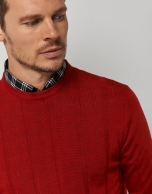 Red wide ribbed sweater