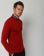 Red wide ribbed sweater