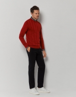 Red wide ribbed sweater