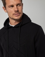 Black felt sweatshirt with matching embroidery on the chest