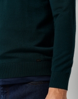 Green wool sweater with V-neck 