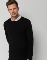 Black structured wool sweater