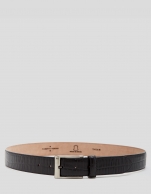 Black embossed alligator leather belt