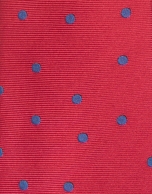 Corbata seda roja círculos azules