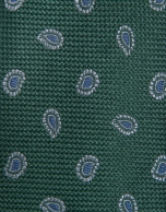 Corbata seda verde jacquard paisley azules