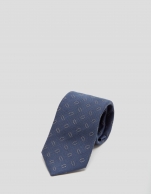 Corbata seda azul jacquard curvas arena