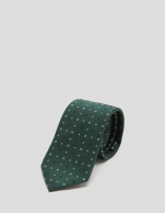 Corbata seda verde jacquard geométrico azul