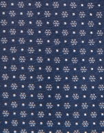 Navy blue silk tie with silver floral print jacquard