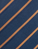 Navy blue silk tie with yellow striped jacquard