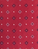 Corbata seda roja jacquard flor crudo/marino