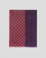 Foulard with burgundy, beige and navy blue panels