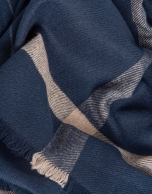 Ink blue scarf with taupe stripe