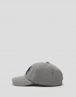 Gray felt baseball cap with embroidered design