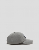 Gray felt baseball cap with embroidered design