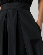 Black taffeta overskirt with opening