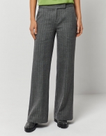 Grey straight herringbone pants