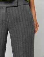 Grey straight herringbone pants