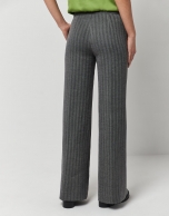 Grey straight herringbone pants