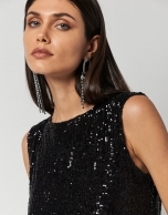 Short black sequined jumpsuit