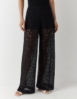 Black wide pants with lace