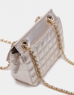 Light gold Nano Ghauri quilted leather shoulder bag