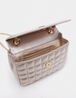 Light gold Nano Ghauri quilted leather shoulder bag